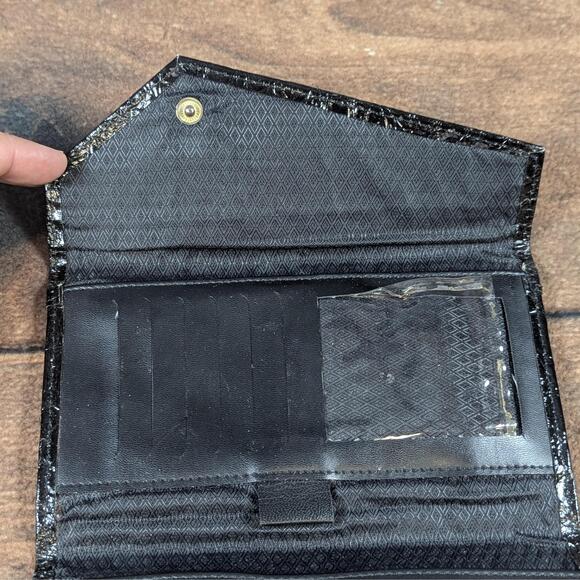 Chanel Wallet 5908 Leather Black Trifold Snap Closure Card Slots Parisian - Picture 1 of 5
